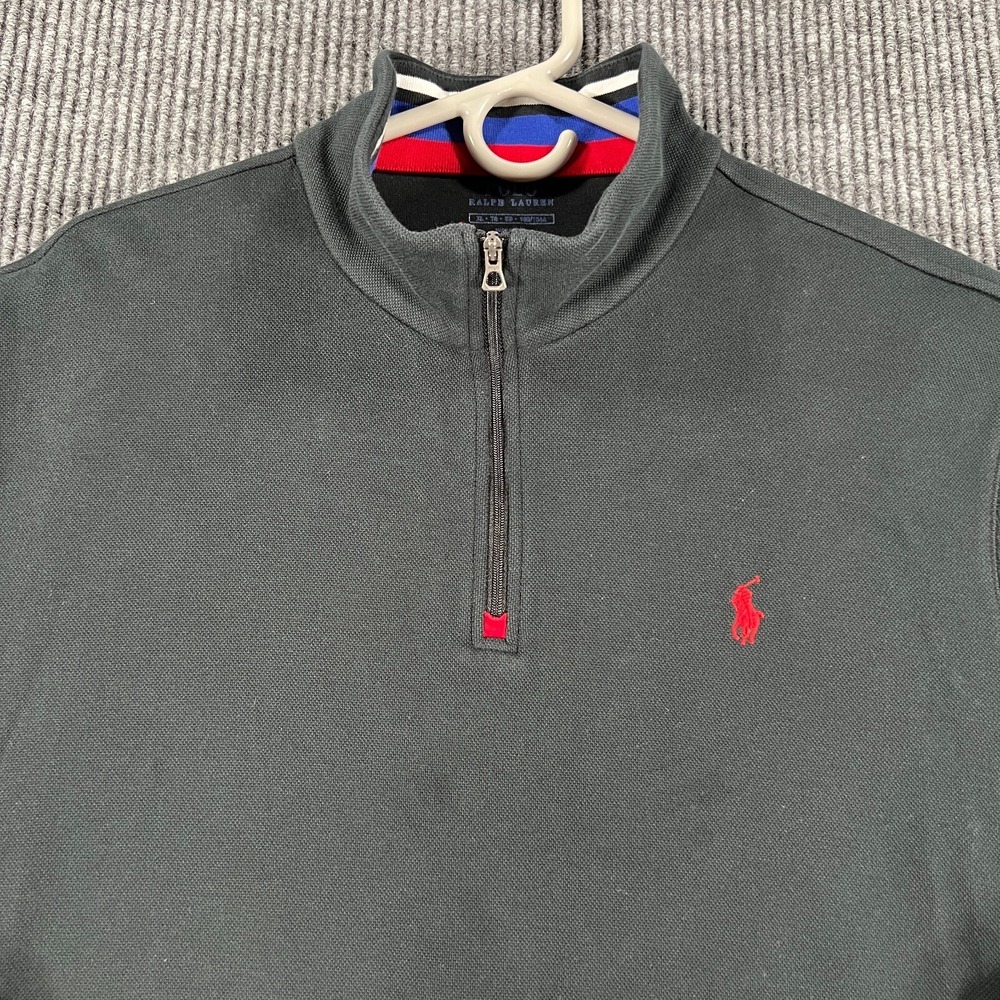 Polo Ralph Lauren Sweatshirt Mens XL Extra Large Black Long Sleeve 1/4 Zip Mock
